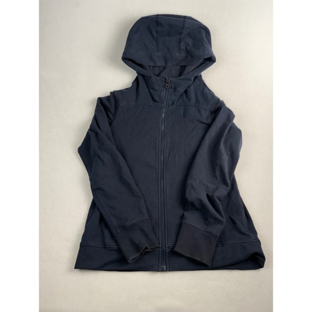 Lululemon Navy Blue Full Zip Hoodie Thumbholes Ventilated Back Womens Medium 6-8